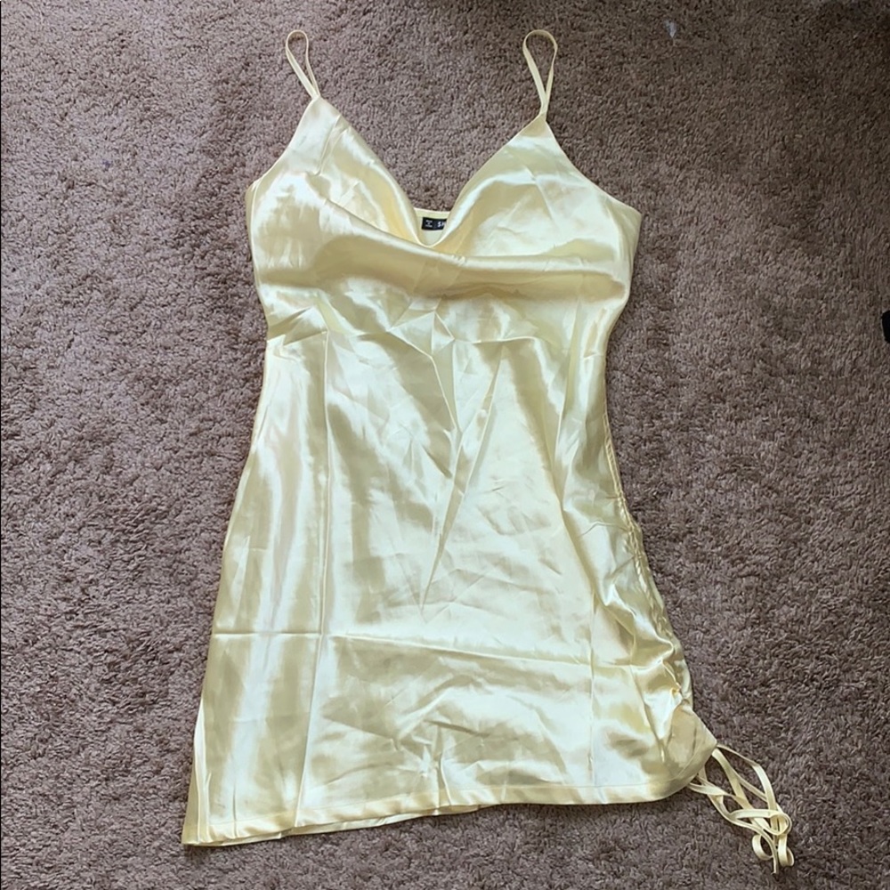 Silky pastel yellow dress
